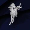 Elegante Unisex-Broche mit Strasssteinen und galoppierendem Pferd (Tierkreiszeichen) - Vielseitiger Anstecker für Anzüge & Tier-Accessoire