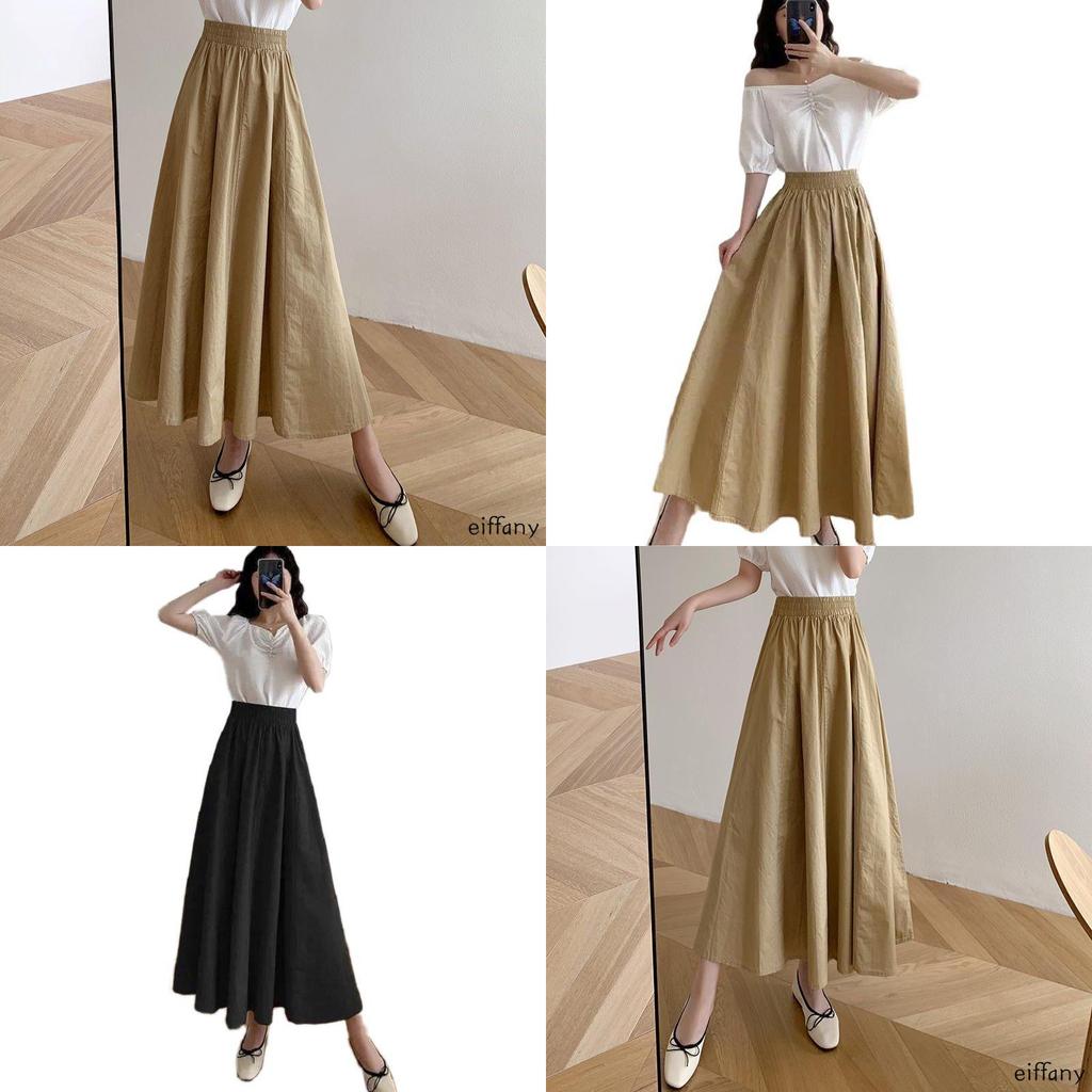 Langer Rock für Damen Muslimah Übergröße Hoher Bund Einfacher Maxirock für Freizeitkleidung**