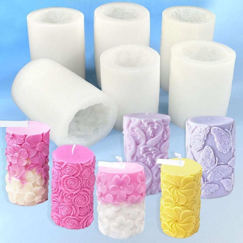 Cylinder Shaped Silicone Molds for Candle Soap Home Decoration, Art Craft, Epoxy Resin Project, Plaster Silicone Molds