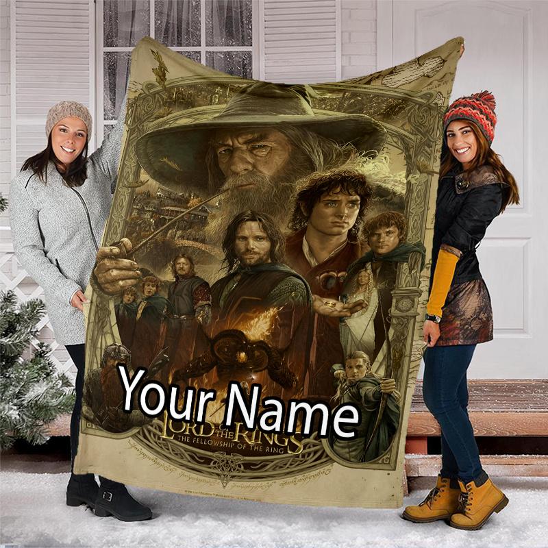 Custom Name The Lord of the Rings Theme Printed Blanket - Perfect for Couch, Bed, Travel & Outdoor Use | Machine Washable, Cozy & Durable.
