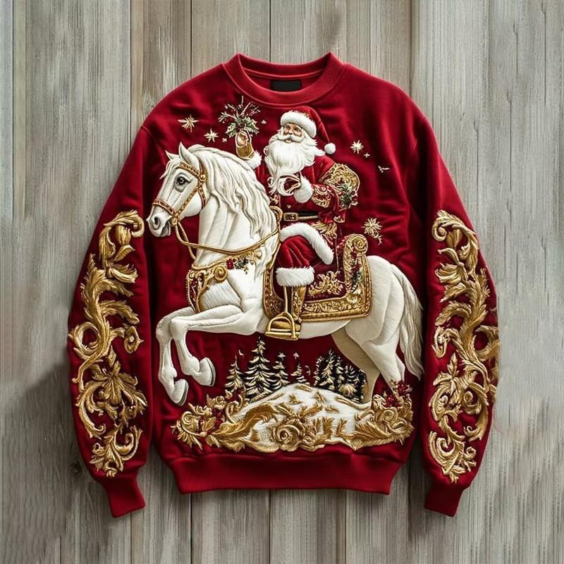 Christmas 3D Print Crewneck Sweatshirt Couples Matching Tops Men Women Casual Fall Pullover
