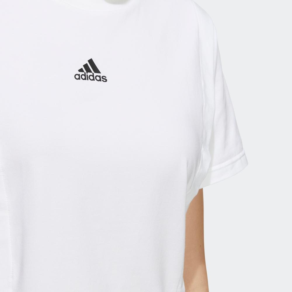 adidas Solid Color Logo Print Crew Neck T-Shirt Women Tops White HF2475