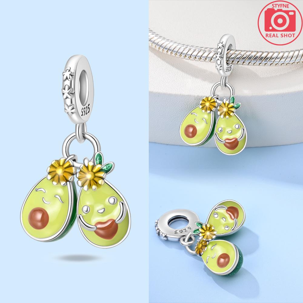 Authentic copper Colored Flower Pendant Pink Plants Lucky Charm Bead Charms Bead Charms Compatible With Bracelets Women Accessory Fine Gift Diy Jewell