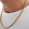 European American Stainless Steel Fried Dough Twists Chain Necklace Jewelry for Men and Women 18K Gold Titanium Steel Necklace