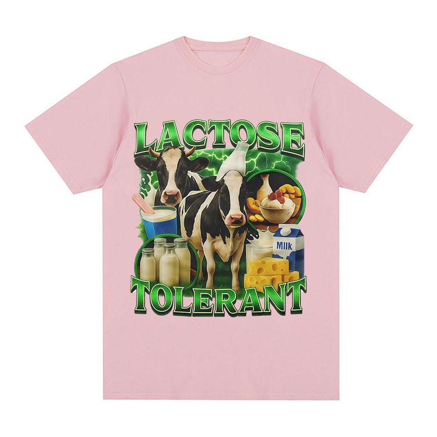 Laktóza Tolerantní Kráva Vtipný Mléčný Milovník Meme Grafika 100% Bavlna Pánské tričko Harajuku styl letní dámská móda oversized Tričko