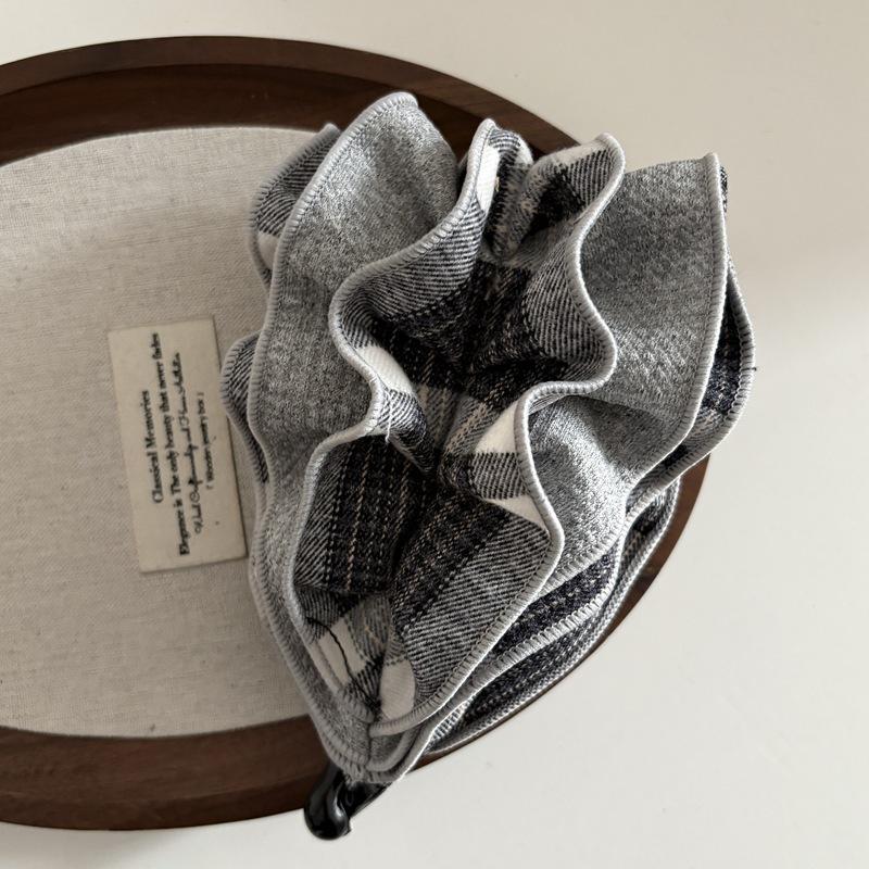 Retro Korean Academy Double Layer Plaid Banana Clip for Versatile & Fashionable High Ponytails светло-серый