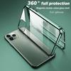 Metal Frame Double Sided Glass Magnetic Phone Case For iPhone16 15 14 13 12 Pro Max X XS 8 7 14 Plus 13 12Mini Camera Lens Cover