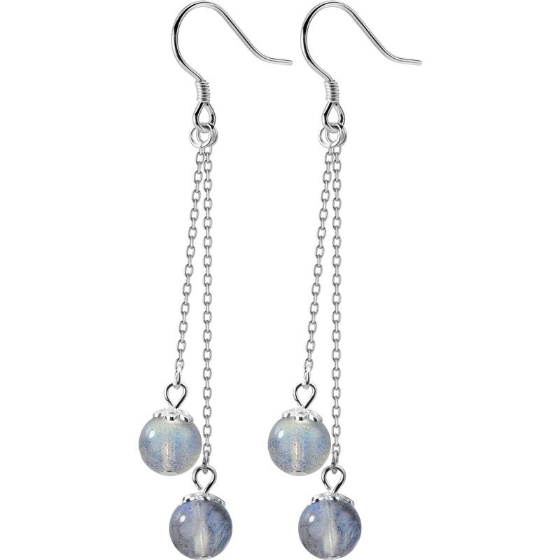 Simple 925 Sterling Silver Jewelry Luxury Earrings For Women Presenting Different Colors Of Moonstone Earring Gift Exclusive