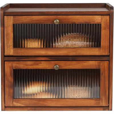 Panera Grande para Encimera de Cocina, Contenedor Negro para Almacenar Pan Casero, Organizador de Panera de Granja de Doble Capa f