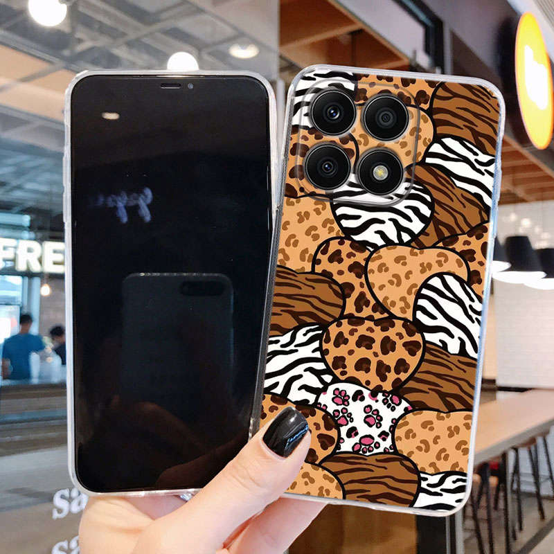 Clear Case For Honor X8b X8A X8 X7C X6 X6A X6B 70 Lite 200 Smart X7a Leopard Print Basic Phone Cover Soft Butterfly Pattern Bags