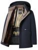 Men's Black Gold Mid-Length Winter Jacket - Thickened, Velvet-Lined, Loose-Fit Dad's Wear