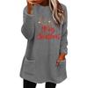European and American Women’s Christmas Deer Print Casual Long Sleeve Pocket Hoodie
