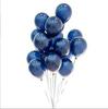 10-Inch Thickened Latex Blue & Chrome Metal Decorative Balloon Set