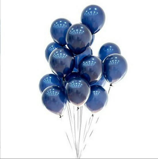 10-Inch Thickened Latex Blue & Chrome Metal Decorative Balloon Set