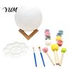 Desktop Art Ornament DIY Paint Your Own Moon Lamp, LED Night Light Kit with 8 Kids Arts And Crafts Colors Brushes, Craft Project, Warm Glow