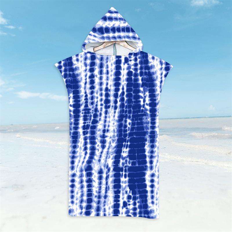 Microfiber Quick-Dry Hooded Beach Poncho Bathrobe for Adults