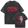 Anime Chainsaw Man Washed Retro Tshirt Cartoon Makima Graphic T Shirts Men Women Manga Vintage Oversized Tshirts Streetwear