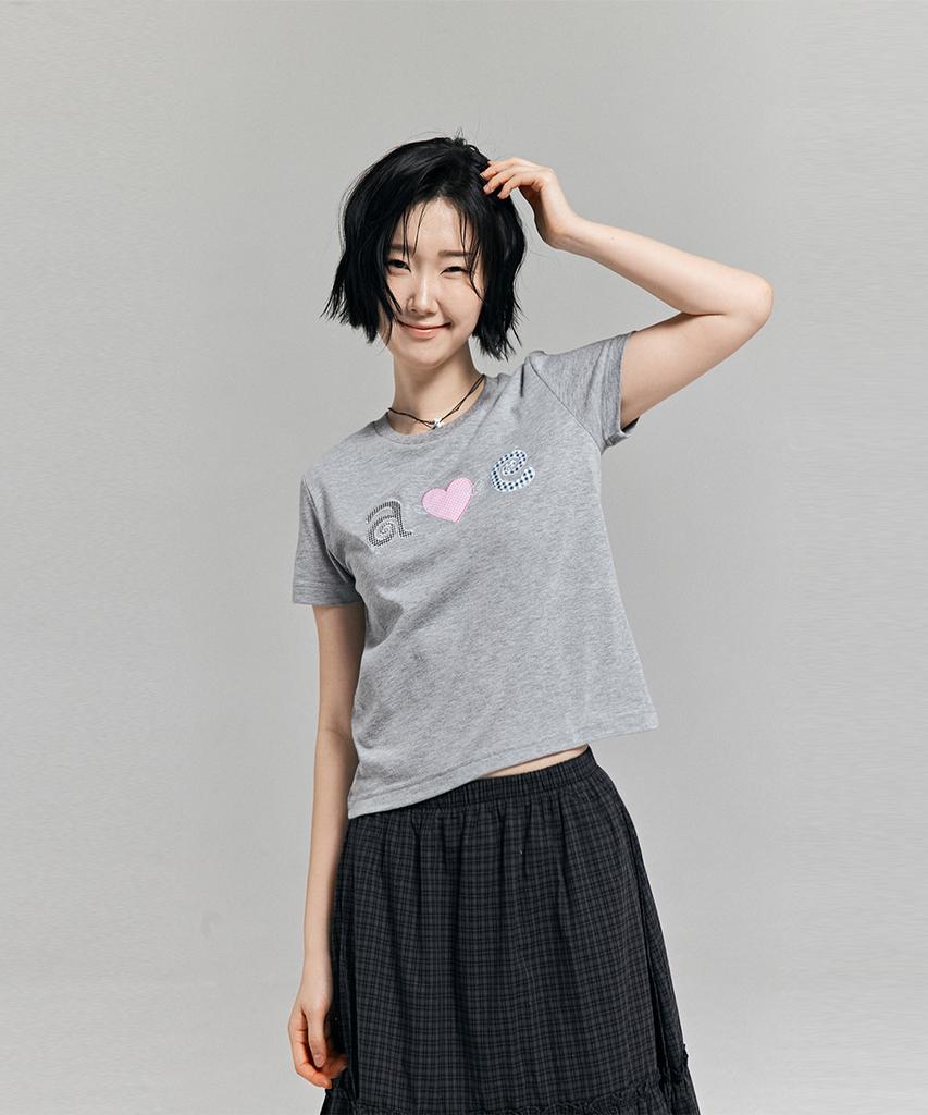 AWESOME STUDIO Kitsch Patchwork T-Shirt Melange Gray