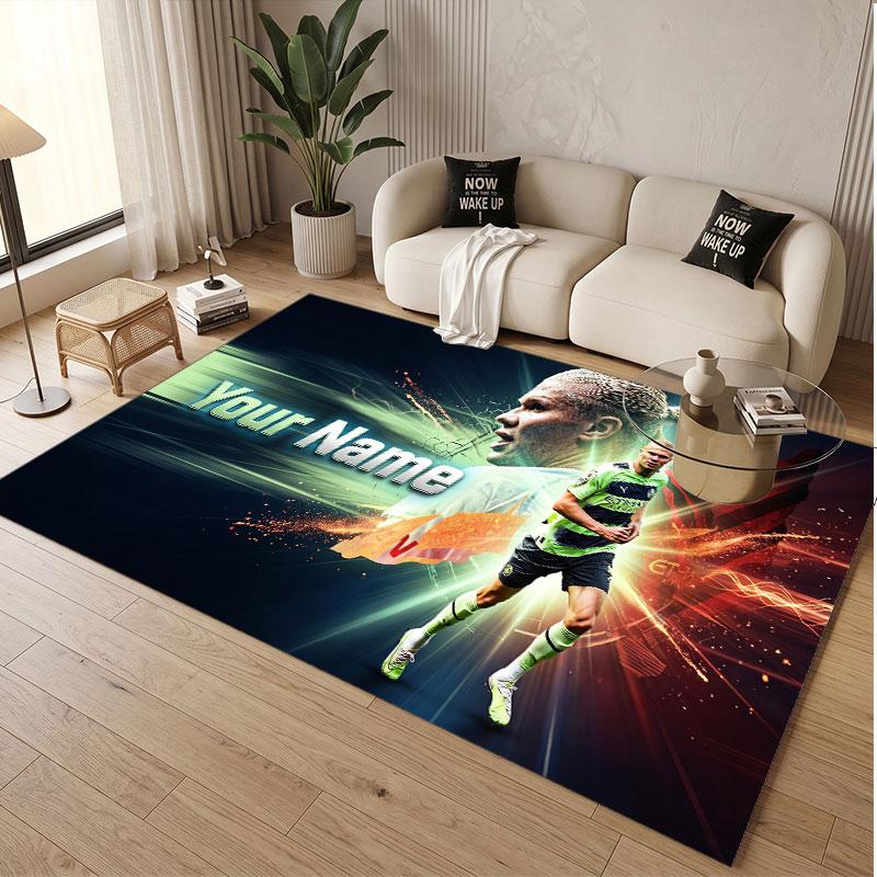 Custom Rug Erling Haaland Pattern Print Name Text Soft Non‑Slip Floor Carpet for Home Indoor Decoration