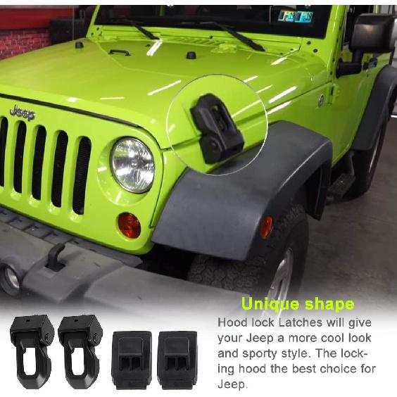 Jeep Hood Latch For 2007-2018 Jeep Wrangler Jk JL Black Stainless Steel Catch Kit Accessories To 2018 Jeep Wrangler