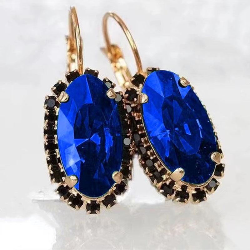 2022 Brand New Emerald Round Cut Zircon Earrings for Women Luxury Red Blue Dove Egg  Accessories Earrings Wedding