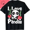 Uroczy T-shirt z grafiką I Love Pandas Unisex Miękki Oddychający Bawełniany