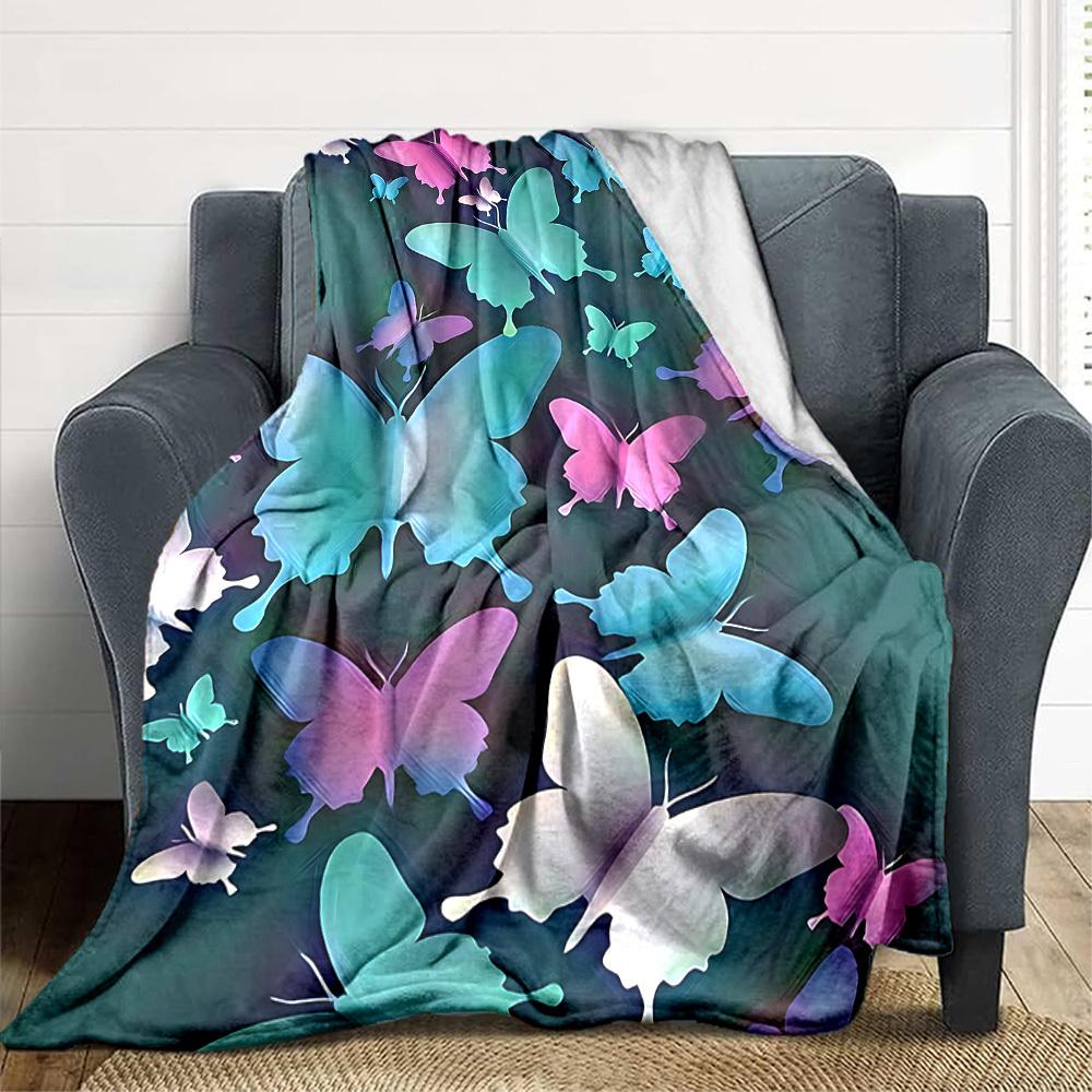 1pc Butterfly Print Blanket Warm,Perfect for Camping And Travel, Making It a Great Gift for Any Season yy250904167