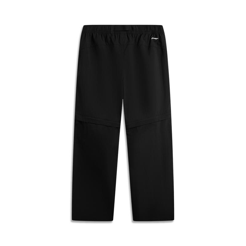 Li Ning CF Suo Solid Color Versatile Double Pleat Water-Resistant Cargo Loose Straight Leg Casual Pants Men Bottoms Black AYKV213-4