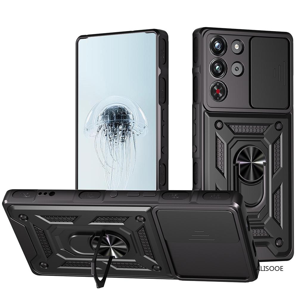 

Funda for ZTE Redmagic 10 Pro Case Slide Camera Ring Stand Protection Cover for ZTE Red Magic 10 Pro Plus Shockproof Capa ZTE nubia Red Magic 10 Pro чорний