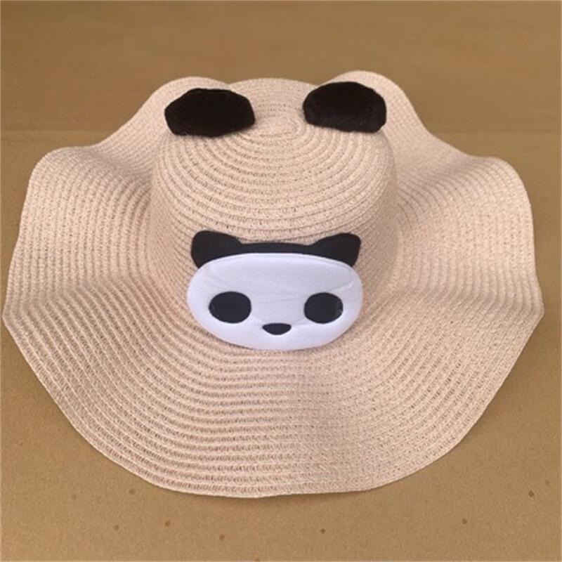 Kids Panda Wave Brim Straw Sun Hat