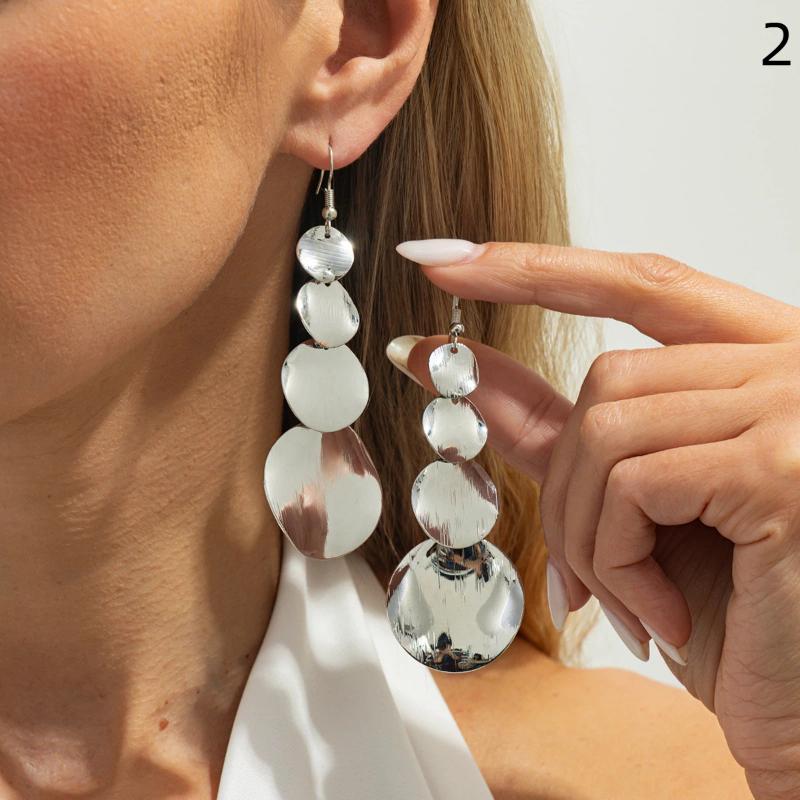 

1 пара Персонализированные Креативные Круглые Серьги-подвески для Женщин Модный Простой Дизайн Аксессуары для Вечеринки Украшения 2 серебряный