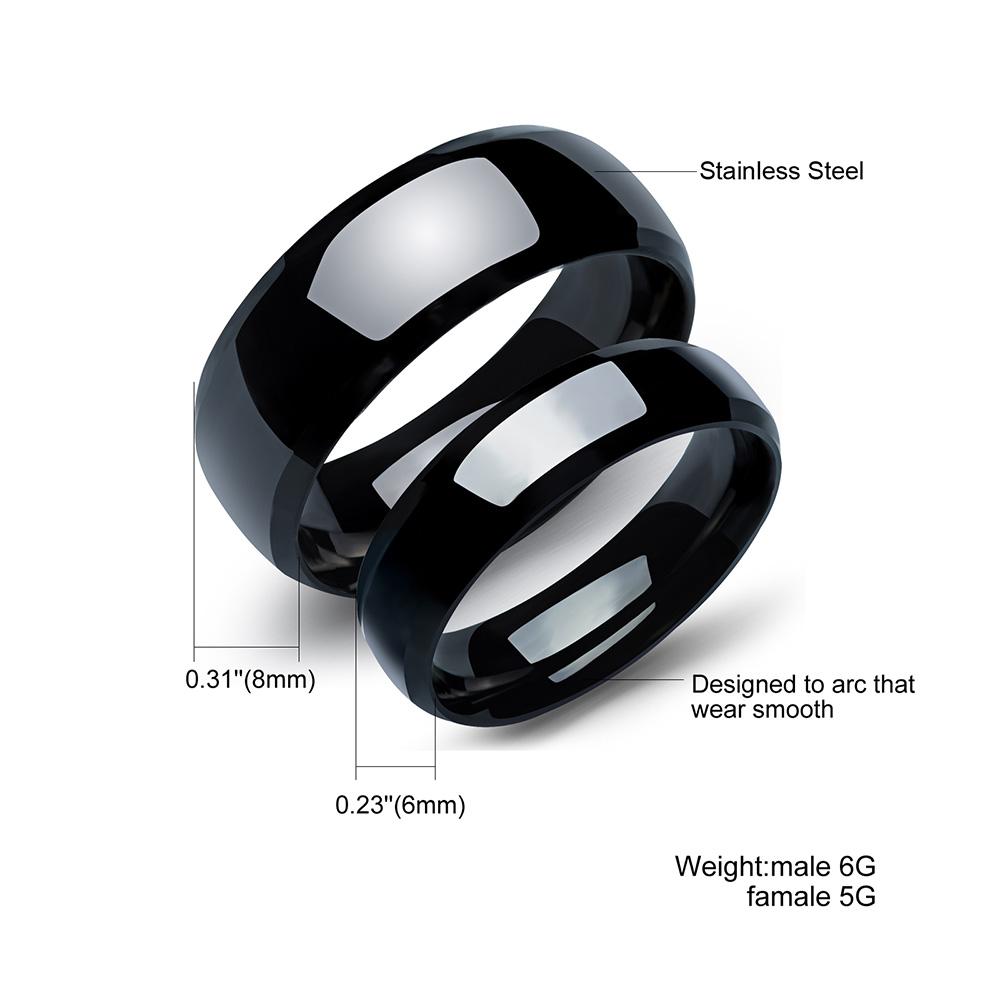 JeeMango Trendy Stainless Steel Couple Ring Classical Black Gun Plated Men Women Jewelry Minimalist Finger Rings OGJ479H