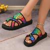 Summer Women Slippers Platform Sandals Fashion Open Toe Shoes Slip On Colorful Beach Shoe Ethnic Style Lightweight Slippers