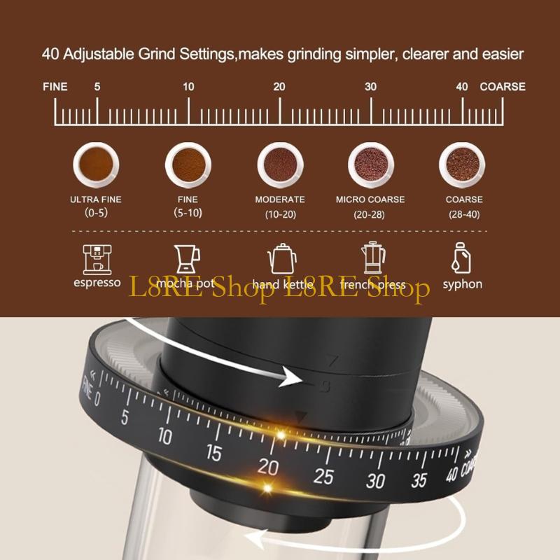 L8RE Portable Coffee Mill Coffee Grinder Rechargeable Grinding Machine Plastic Texture Suitable for Convenient Outdoor Use