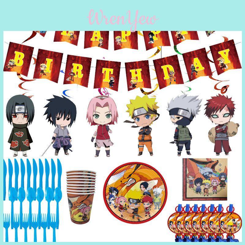 Lebhafte Naruto Ninja Themen Geburtstagsfeier Dekorationen einschließlich Banner und Kuchenaufsätze