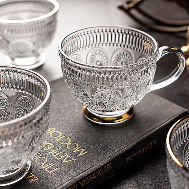 Zhuopu Sunflower Embossed Glass Dessert Cup