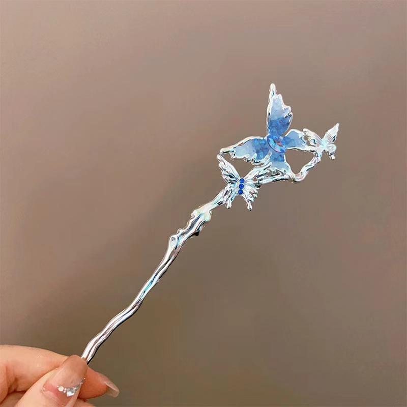 1ks Klasická čínská vlasová ozdoba Motýl Květina Ručně vyráběná Vlasová jehlice Vhodná pro denní sváteční nošení Elegantní dámská vlasová sponka