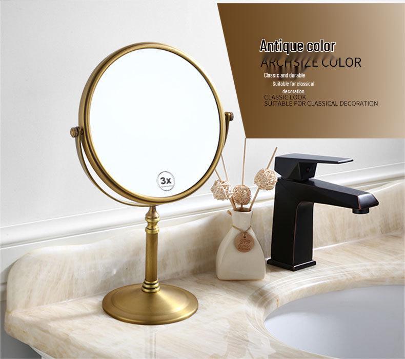 Black Double-Sided Standing Quartz Makeup Mirror for Dressing Table