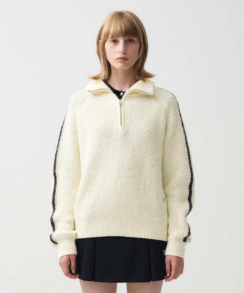 Malitteseupocheu Mouvement Half Zip-Up Sweater Ivory