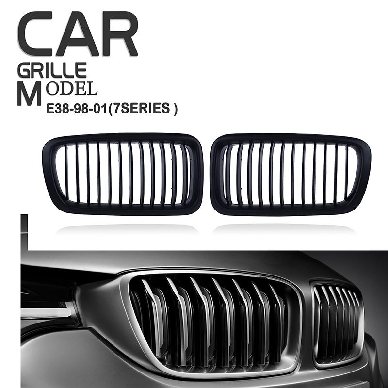 Rhyming Front Bumper Kidney Grille Matte Black Single Slat Grill Fit For BMW 7 Series E38 1998-2001 Car Accessories