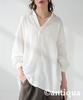 antiqua Long Regular Size White Women's Linen-Touch Shirt, Sleeve, ZK-00213, (S-L), 03,