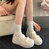 Fashion Comemore White Shoes for Women Thick Bottom Round Head Mary Janes Shoes Casual Height Increase Shallow Mouth Sneakers Female