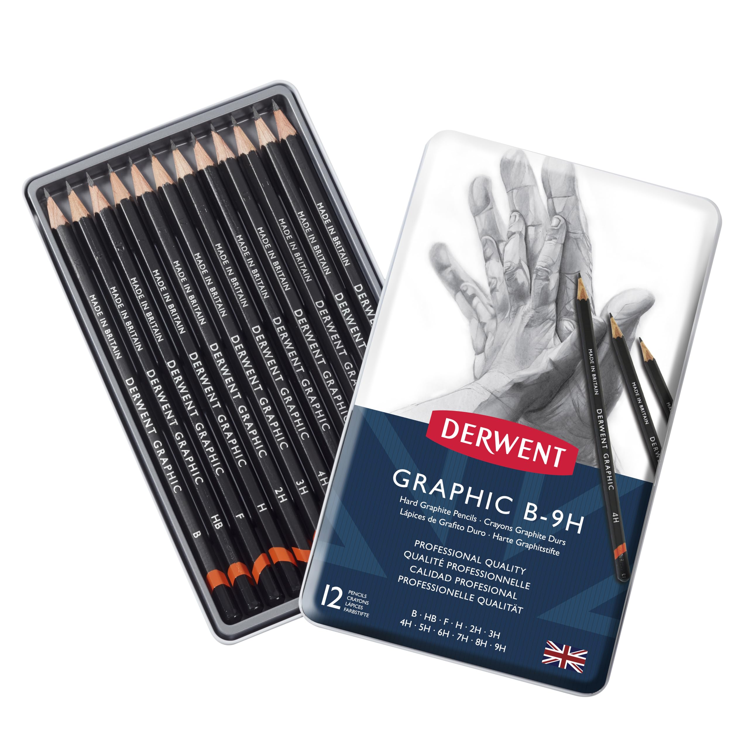 Набор твердых графитных карандашей Derwent Graphic Set 34213, 12 штук