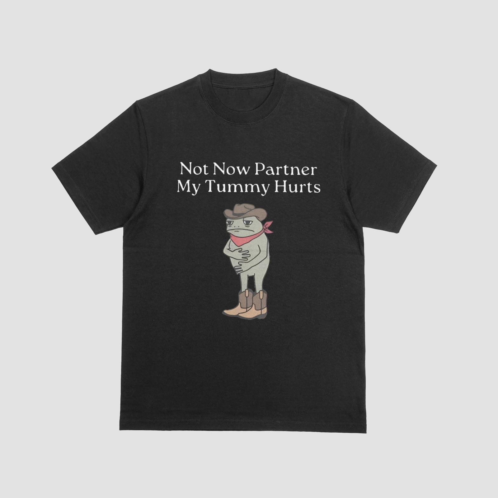 Not Now Partner My Tummy Hurts Funny Cowboy Frog T-Shirt 4XL
