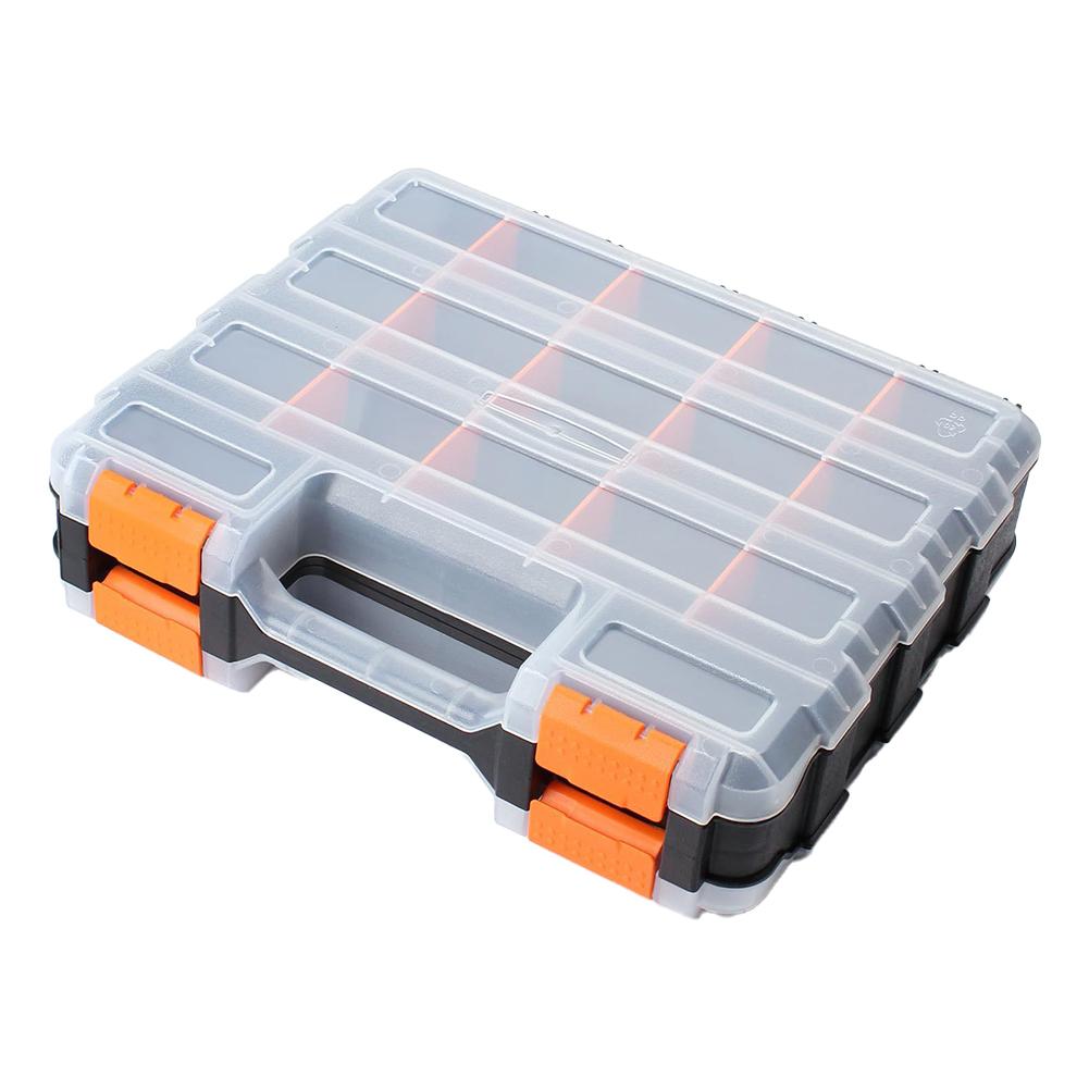 34-Compartment Double-Sided Tool Organizer Box With Removable Dividers Storage Case For Screws Portable Parts Bin With Clear Lid