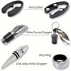 5-piece Set, Wine Accessories Gift Set - Bottle Opener Kit,  Wine Pourer and Stopper, Packaged In A Novel Bottle Shaped Box - Valentine's Day Gift