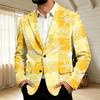 Men's Corduroy with Christmas Print Business Casual Suit Jacket for Holiday Party