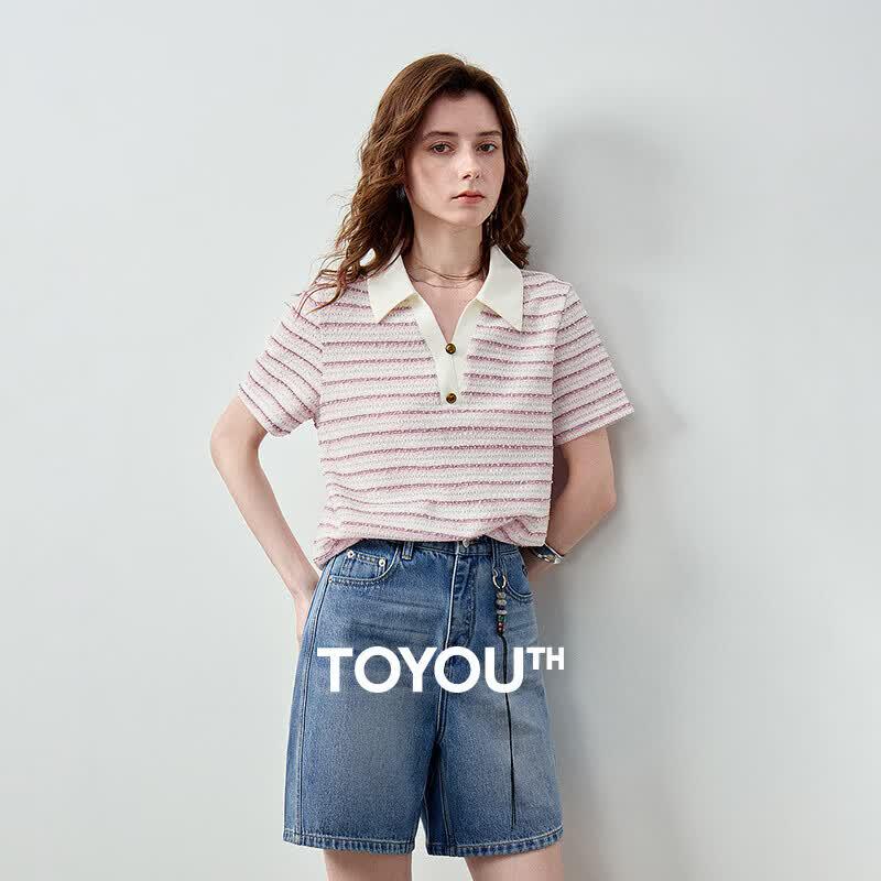 Women s Preppy Striped Polo T-Shirt S