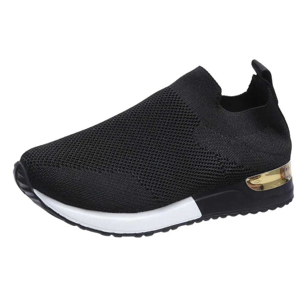 Weave Mesh Shoes For Women  Fashion Mujer Sneakers Spring Summer Slip On Ladies Platform Socks Shoes Light Vulcanized Shoes