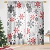 Christmas Curtains Living Room Snowflake Winter Xmas Snow Flake Drapes Holiday Semi Sheer Made Of Polyester Area Window Treatment